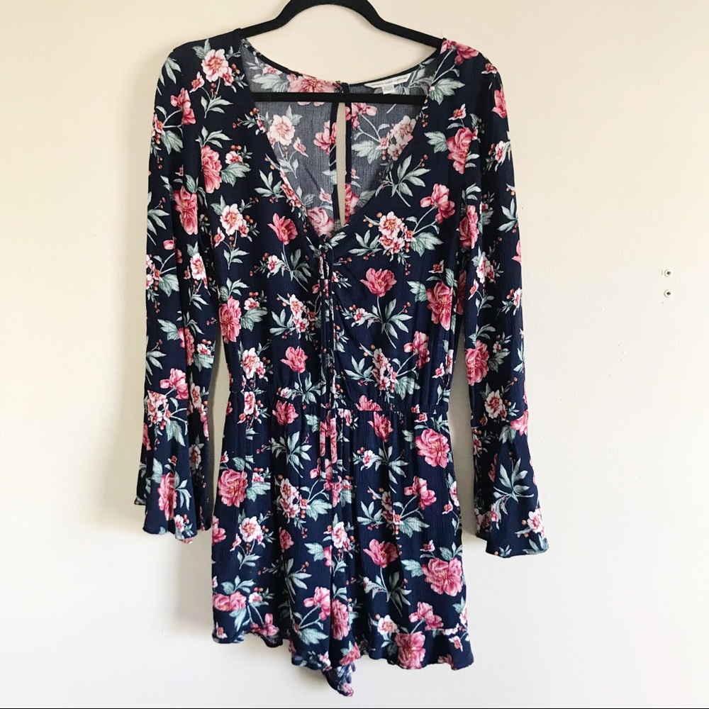 American Eagle Small Navy Floral Romper